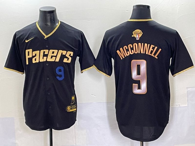 Men 2025 Indiana Pacers #9 Mcconnell Black Joint Name NBA Jersey style 23